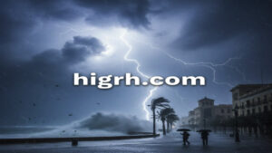 Extreme weather and heavy lightning during Storm Leonardo in a Spanish city