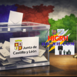 Official ballot box with Junta de Castilla y León logo and regional flag, representing the 2026 electoral results in Spain.