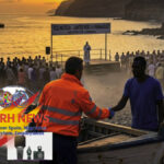 Pope Leo XIV meeting with migrants and maritime rescuers in Arguineguín, Canary Islands.