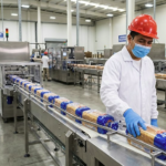 Production operators working on a modern food manufacturing assembly line.