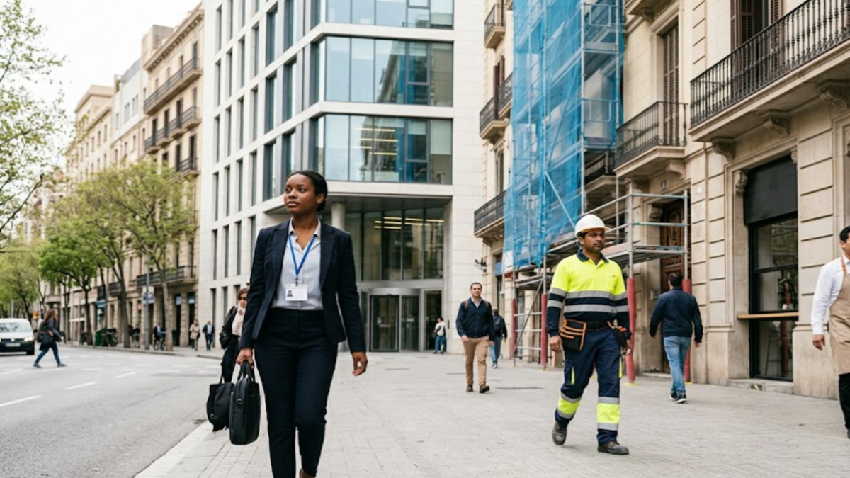 Working in Spain as a Foreigner: Work Permits and Jobs Explained 1 Foreign workers in Spain discussing employment opportunities