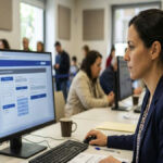 Person booking a government appointment in Spain