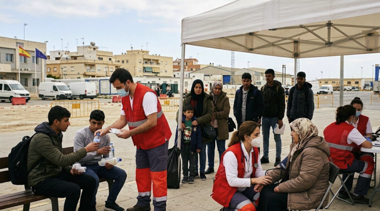 Healthcare workers provide medical assistance during the humanitarian emergency in Ceuta