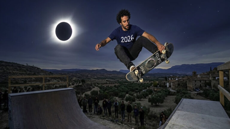 Danny Leon solar eclipse footage has captured worldwide attention after the Spanish 3 Spanish Olympic skateboarder Danny Leon jumps during a total solar eclipse