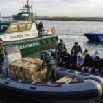 Guardia Civil patrol boat during a drug trafficking operation off the coast of Huelva