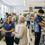 Lidl employees working inside a supermarket in Spain