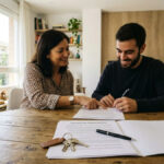 Rental contract in Spain with house keys on a table