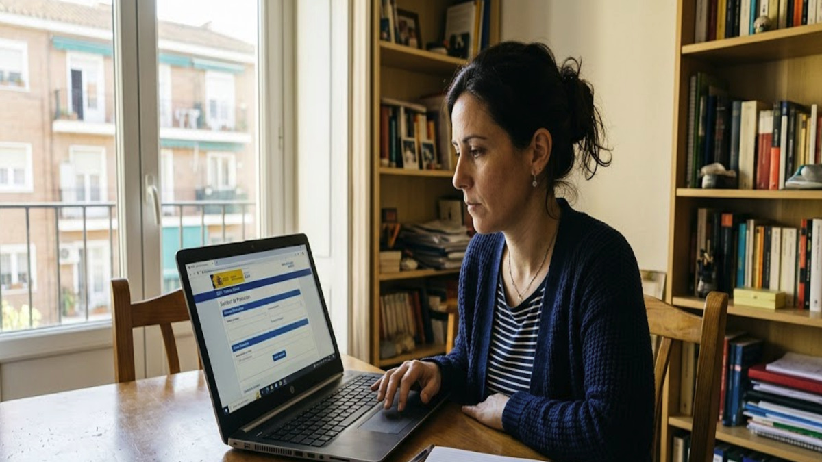 Person completing SEPE unemployment procedures after losing their job in Spain