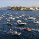 Around 50 civilian boats sailing toward Ceuta in a solidarity maritime gathering
