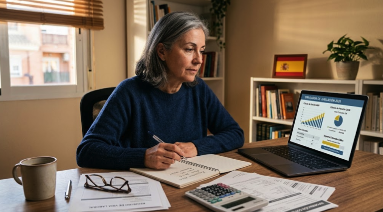 Person reviewing their retirement pension calculation in Spain in 2026