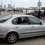 Damaged car belonging to Ceuta assembly deputy after incident at the port