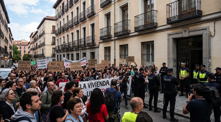 Housing protest in Madrid over the eviction of an 87-year-old woman
