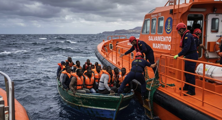 Migrants rescued from a boat off Gran Canaria
