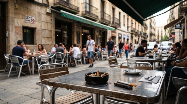 Spanish bar terrace amid proposed new anti-smoking restrictions