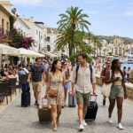 International tourists visiting Spain during the summer tourism season