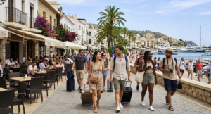International tourists visiting Spain during the summer tourism season