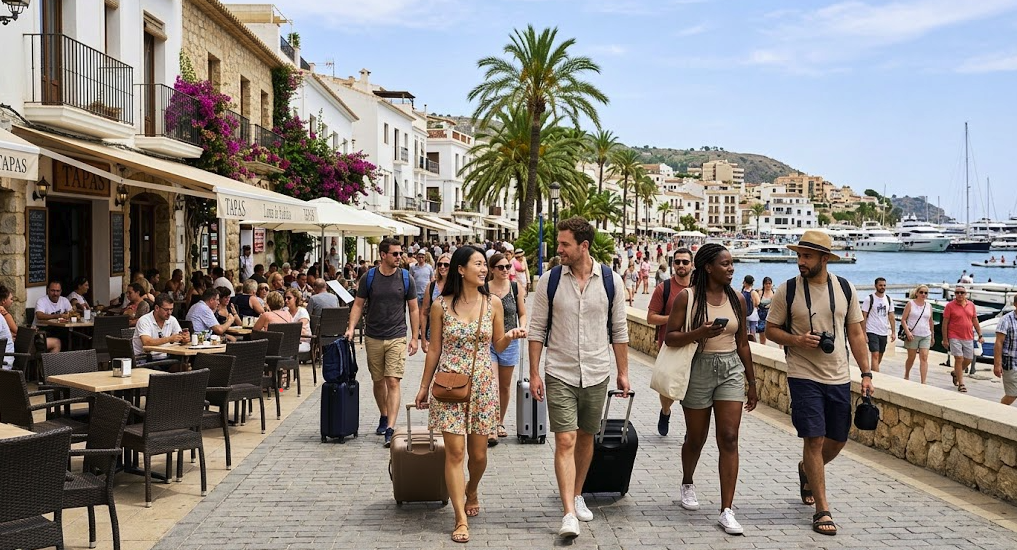 International tourists visiting Spain during the summer tourism season