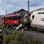 AI-generated illustration of a high-speed train collision and emergency response near Urda, Toledo, Spain.